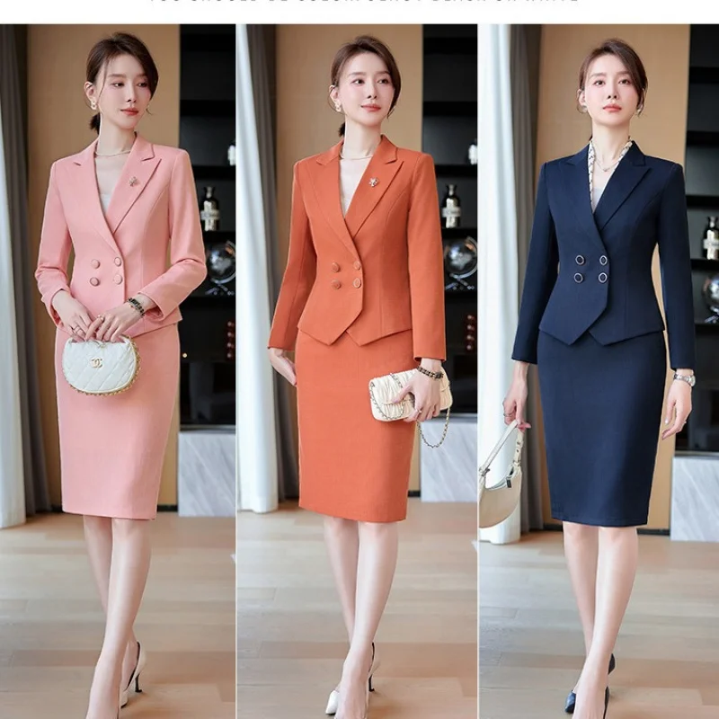 Professional Suit Bodycon Skirt Socialite Lady Style Elegant Suit Set for Women Autumn Winter High-end Two-piece Suit