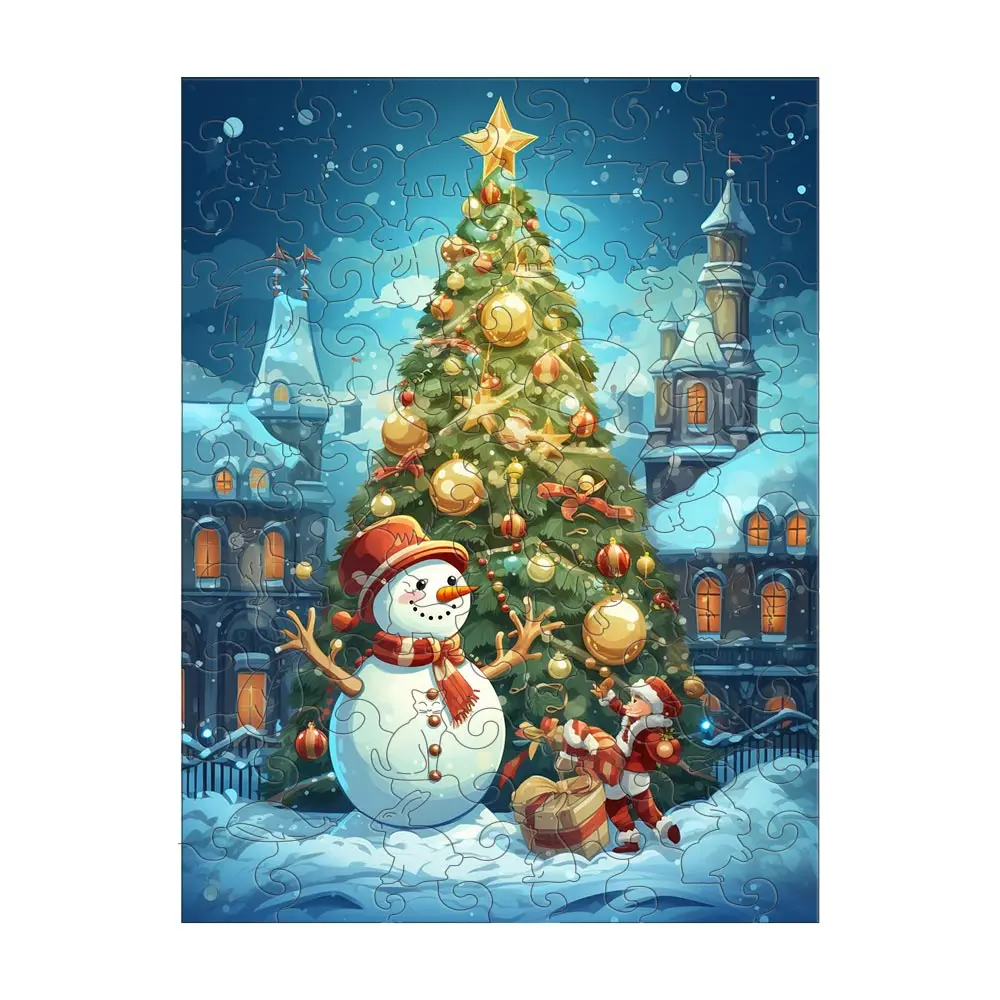 

Wooden Puzzle Snowman Christmas Personalized 3D Puzzle Adult Children's Gift Education Children's Toy Games Family Interaction A