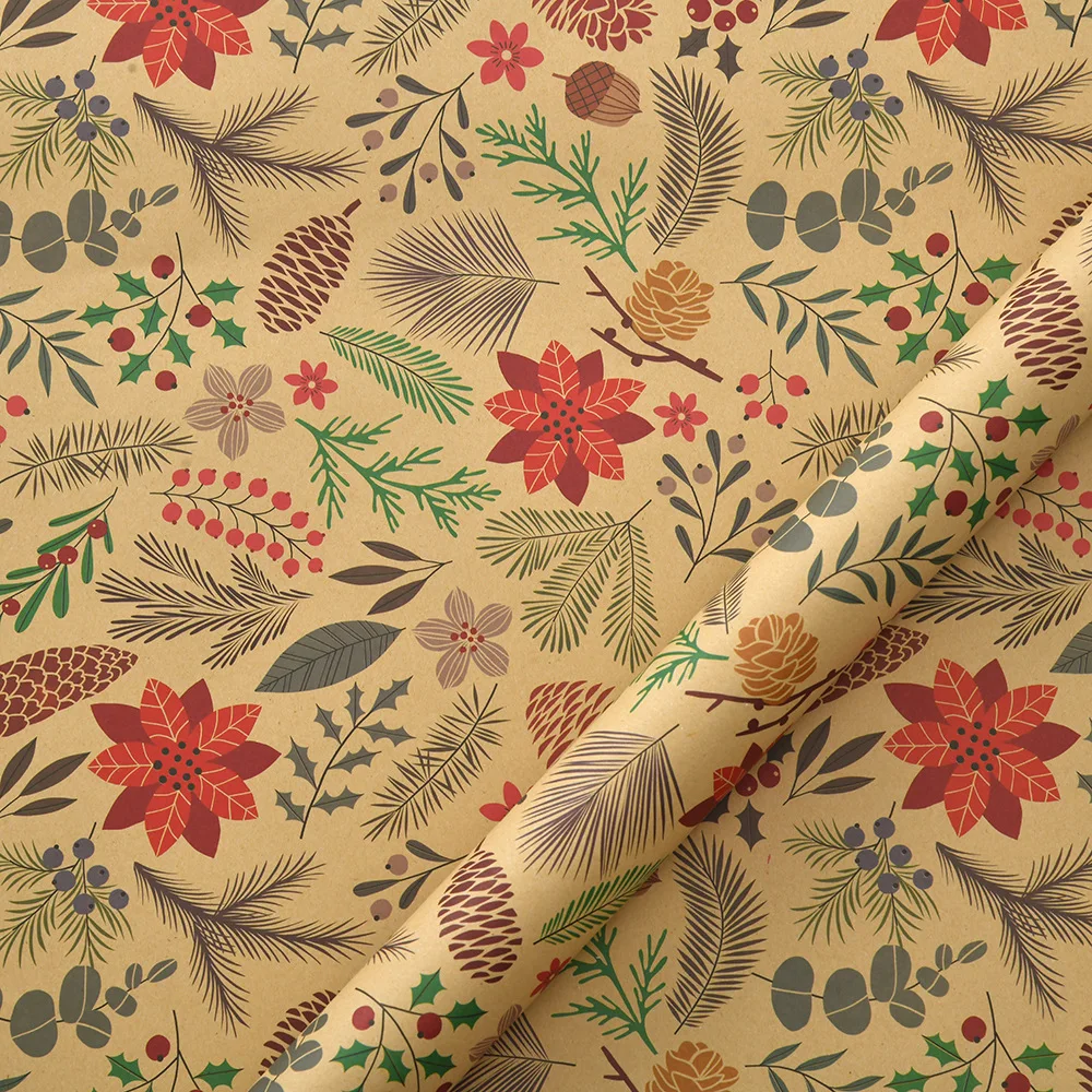 Christmas Wrapping Paper High-Quality Cute Reindeer Wrapping Paper Holiday Gift Wrap Vintage Kraft Wrapping Paper For Wedding