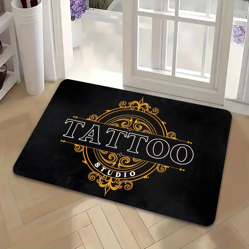 Vintage Tattoo Studio Letter Area Rug Non Slip Washable Floor Mat For Bedroom Entryway Game Room Home Decor