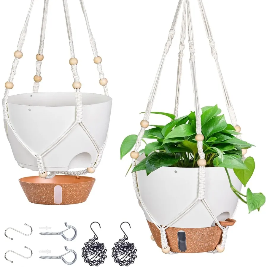 

10 Inch Hanging Planters for Indoor Plants Outdoor 2 Pack SelfWatering Hanging Pots with Drainage Holes Visual Reservoir 2 Hang