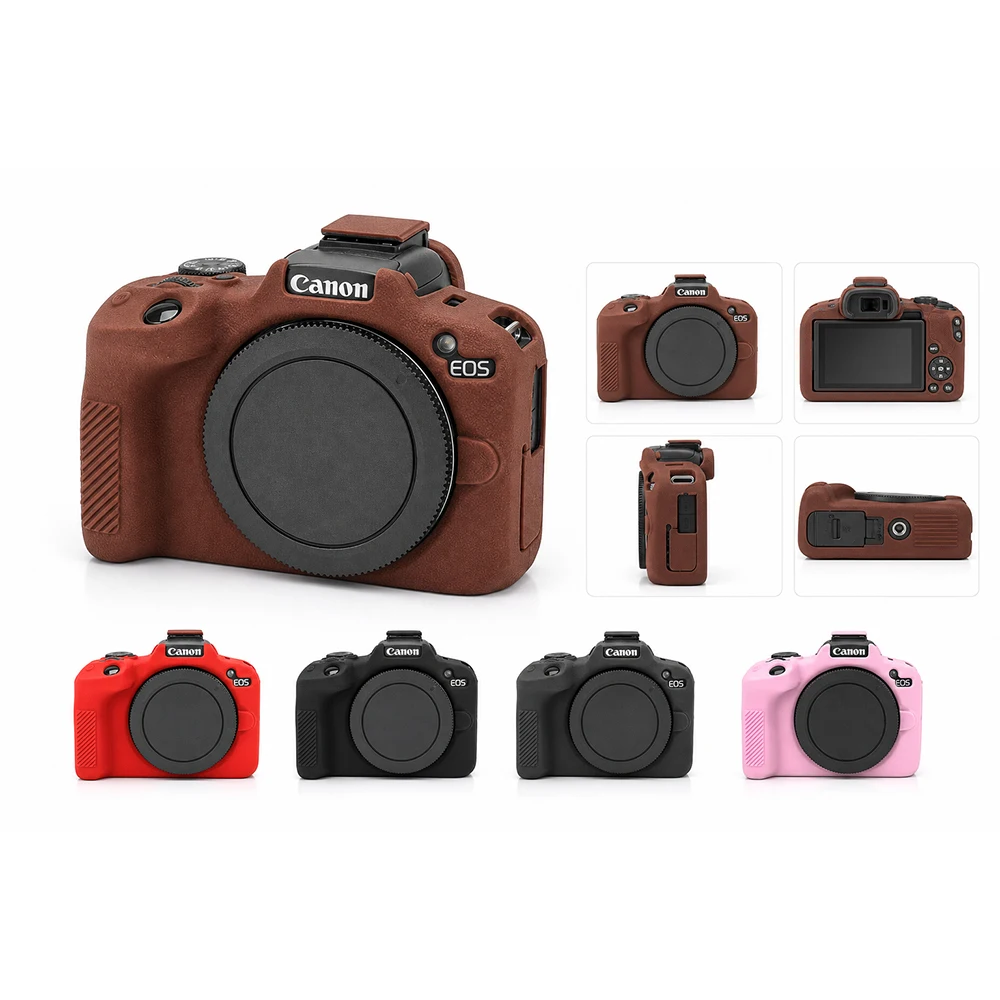 Anti-Slip Litchi Silicone Case For Canon EOS R50 Protective Cover Soft Rubber Skin Armor Camera Body Protector