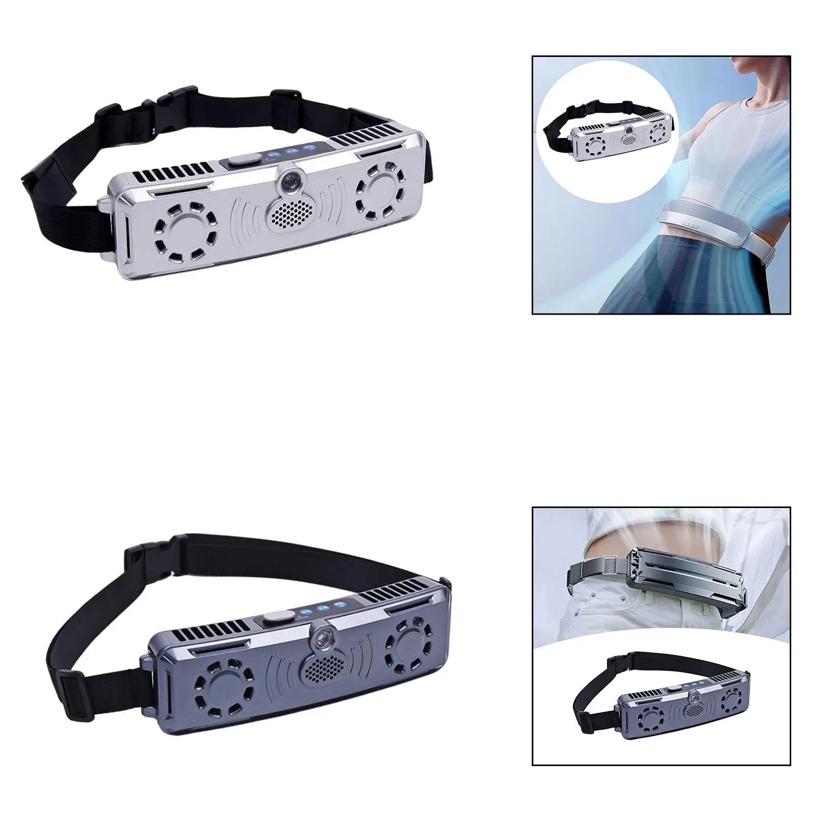 مروحة تبريد شخصية للخصر في الهواء الطلق مع محركات بدون فرش 7.8 × 2.2 بوصة شحن USB للساعيين والصيادين والمشي لمسافات طويلة متعددة الأغراض