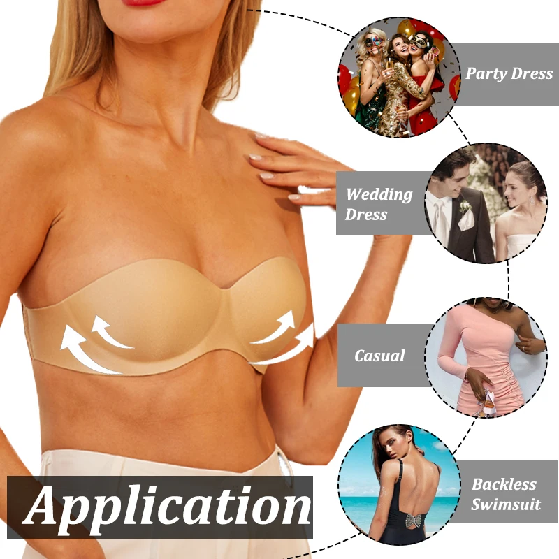 Women Sexy Bras Tube Top Seamless 1/2 Cup Brassiere Female Strapless Underwear Push Up Wireless Intimates Invisible Lingerie