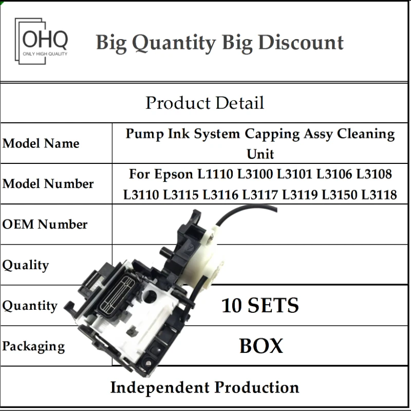 L3118 Pump Ink System Capping Assy Cleaning Unit 10X for Epson L1110 L3100 L3101 L3106 L3108 L3110 L3115 L3116 L3117 L3119 L3150