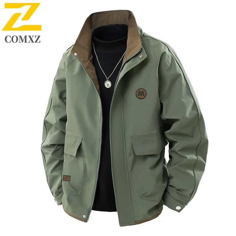

COMXZ 2025 Молодежная рабочая одежда, куртка, весеннее пальто с капюшоном, модная свободная мужская повседневная ветровка, размер M 8XL, водонепроницаемая