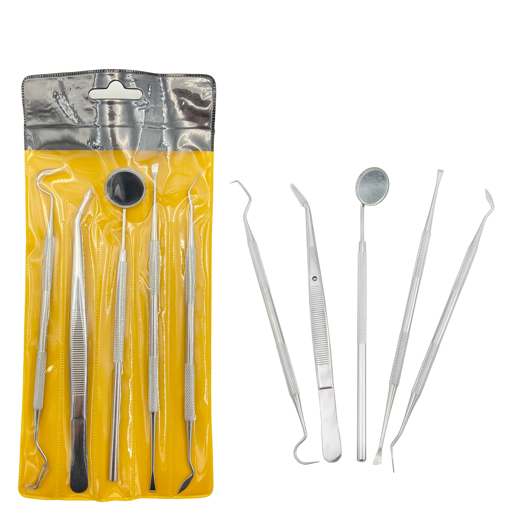 Teeth Tools Kits Stainless Steel Dentist Clean Tools Mouth Mirror Stainless Steel Tweezers Elbow Probe Dentists Instrument