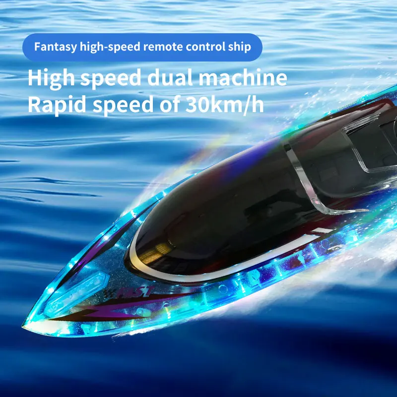 RC Boat Electric High-Speed JJRC S15 Toy with Colorful LED Light Waterproof  Racing Remote Control SpeedBoat Competitive Toy Boy