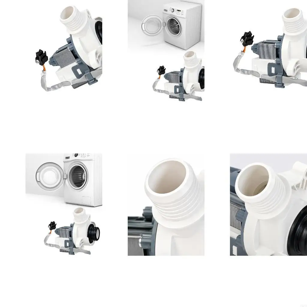J6PE WH23X24178 Washing Machine Drainage Repair Pump, 120V Assembly with Two Large Fluid Ports, Attached Two-Position Connector