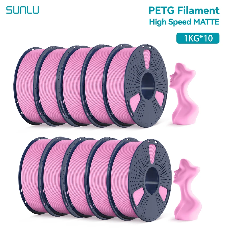 SUNLU 10 kg Hochgeschwindigkeits-Matt-PETG-Filament, 1,75 mm, 1 kg Spule (2,2 lbs), Hochgeschwindigkeits-Druckfilament, passend für die meisten FDM-Drucker
