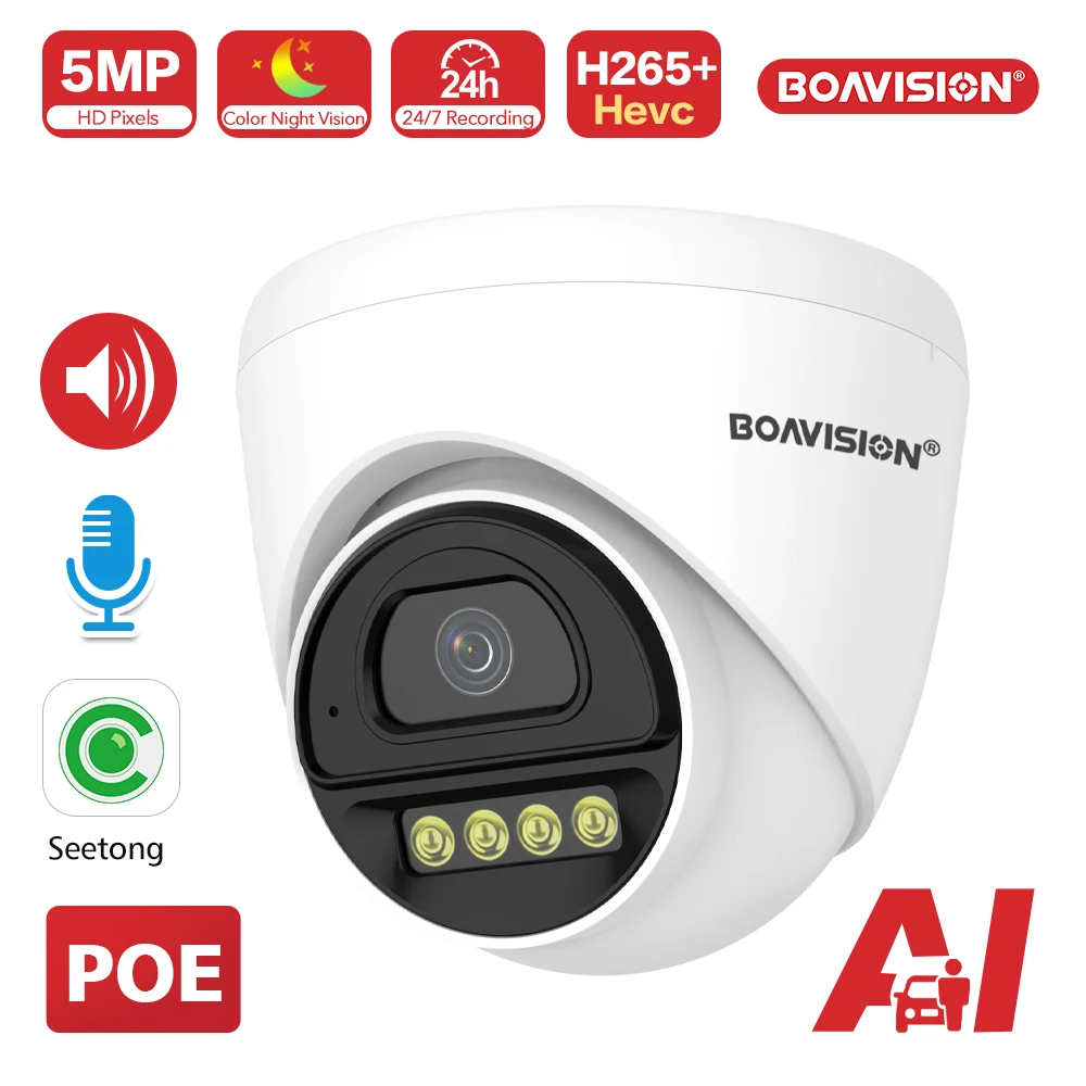 Seetong 5MP/4MP Surveillance IP Camera POE Two Way Audio Color Night Vision 2.8mm/3.6mm Lens Optional Security CCTV Camera