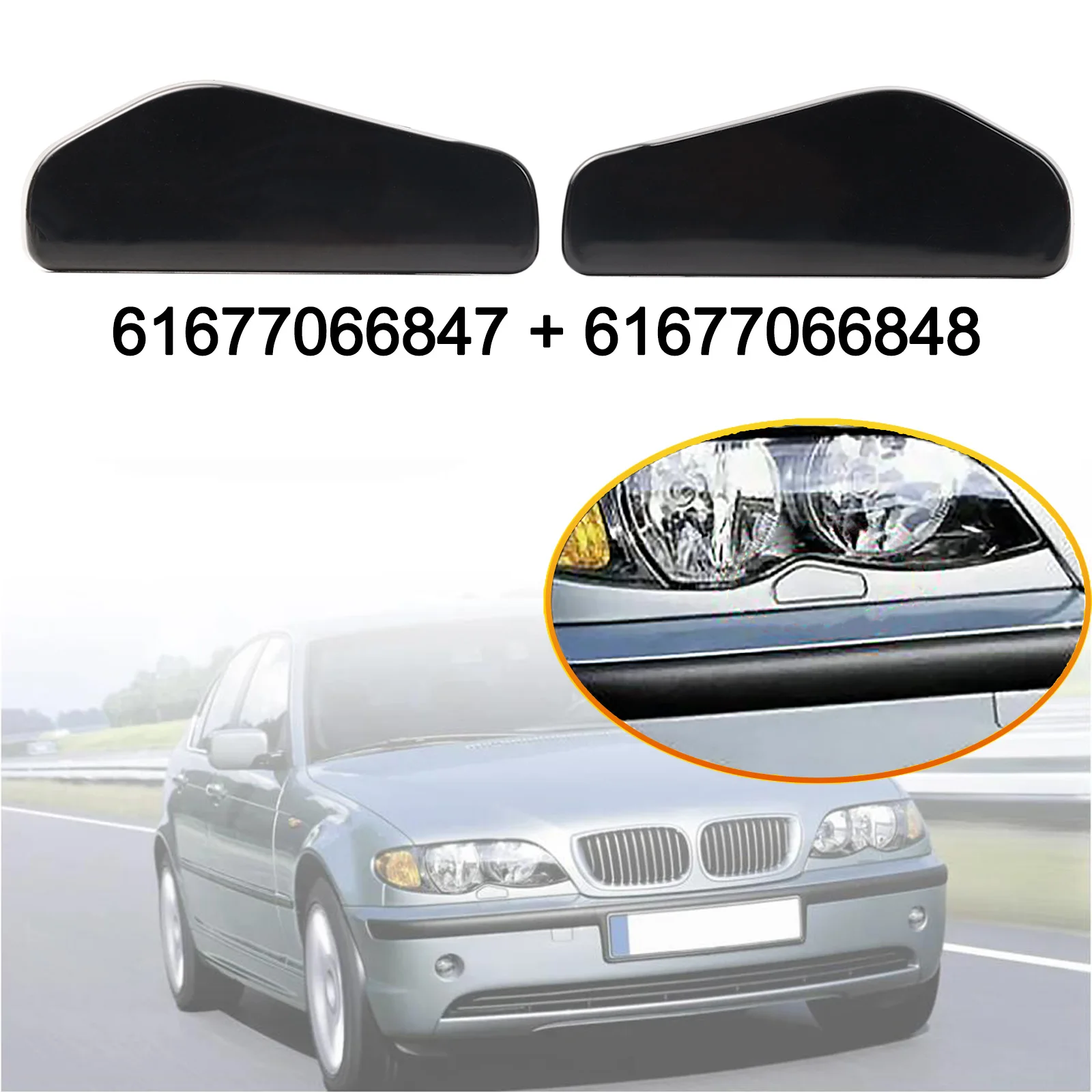 

2X крышка сопла омывателя передней фары автомобиля для BMW 3 серии E46 Sedan Wagon 316 318, левая и правая OE # 61677066847 + 61677066848
