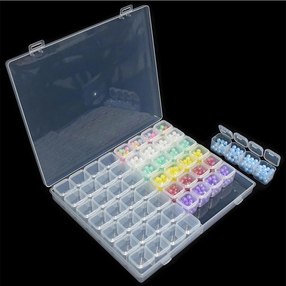 28/56 Girds Plastic Storage Box Jewelry Beads Diamond Painting Nail Art Storage Container Case