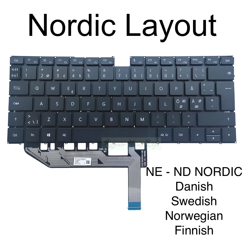 

GR IT JPA EU Nordic Keyboard For Huawei Matebook X EUL-W19 W19P EUL-W29 W29P W29D WX9 2020 Laptop German Italian Danish Swedish