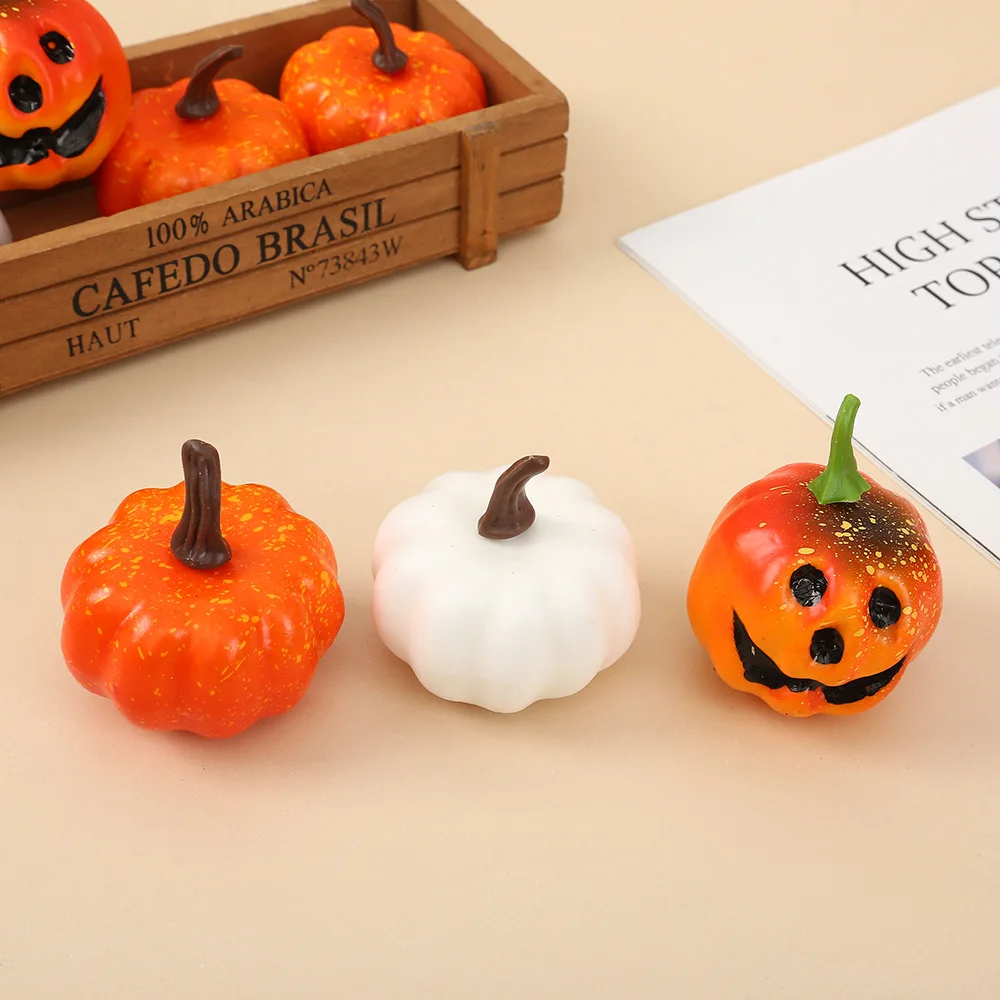

4Pcs Popular Miniature Imitation Foam Pumpkin Halloween Ghost Funny Pumpkin Ornaments For Doll House Decoration Accessories