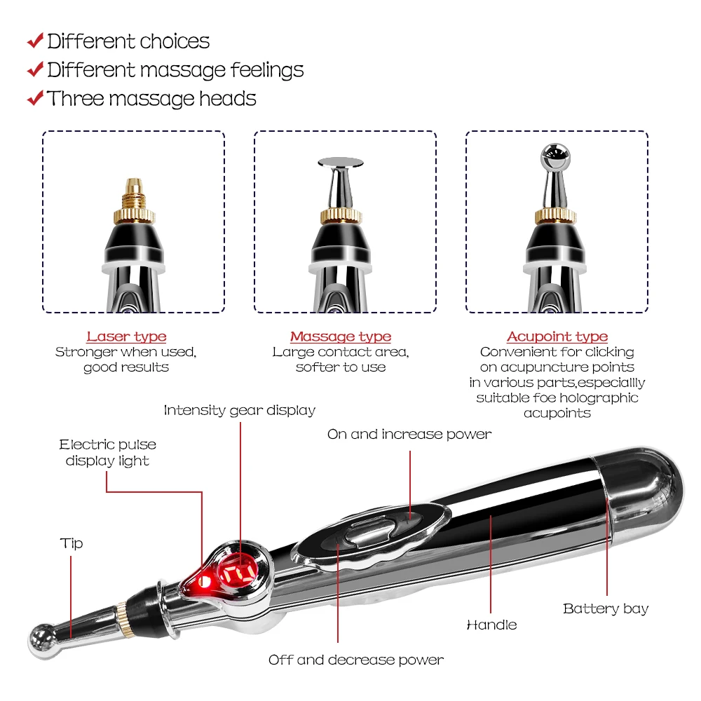 ปากกานวด Acupoint Multi-Function อิเล็กทรอนิกส์ฝังเข็มและ Moxibustion Meridian กด Therapy Energy ปากกาบรรเทาอาการปวด