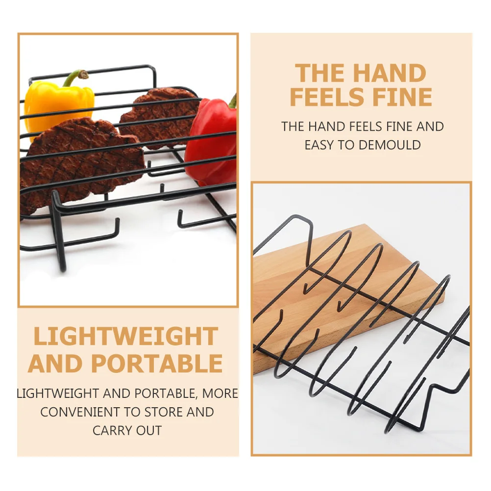 

1Pcs Portable Rib Grilling Rack Lightweight Durable Bbq Steak Barbecue Rack Outdoor Picnic Grill Accessory Bbq Rib Bracket