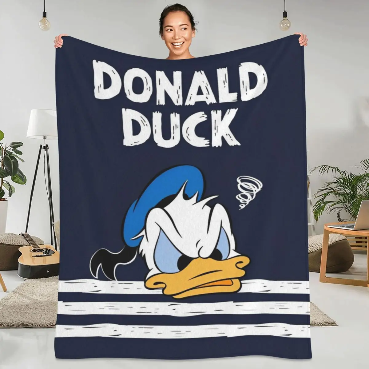 Donald Duck Blanket Cartoon Camping Flannel Throw Blanket For Couch Bed Warm Custom DIY Quality Bedspread Gift Idea