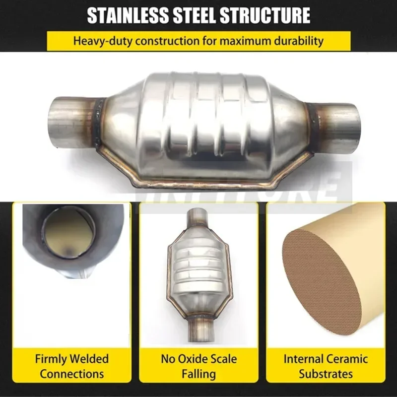 Universal Catalytic Converter High Flow Stainless Steel 2/2.25/2.5/3 Inch Inlet/Outlet 400cells Ceramic Core EURO 1