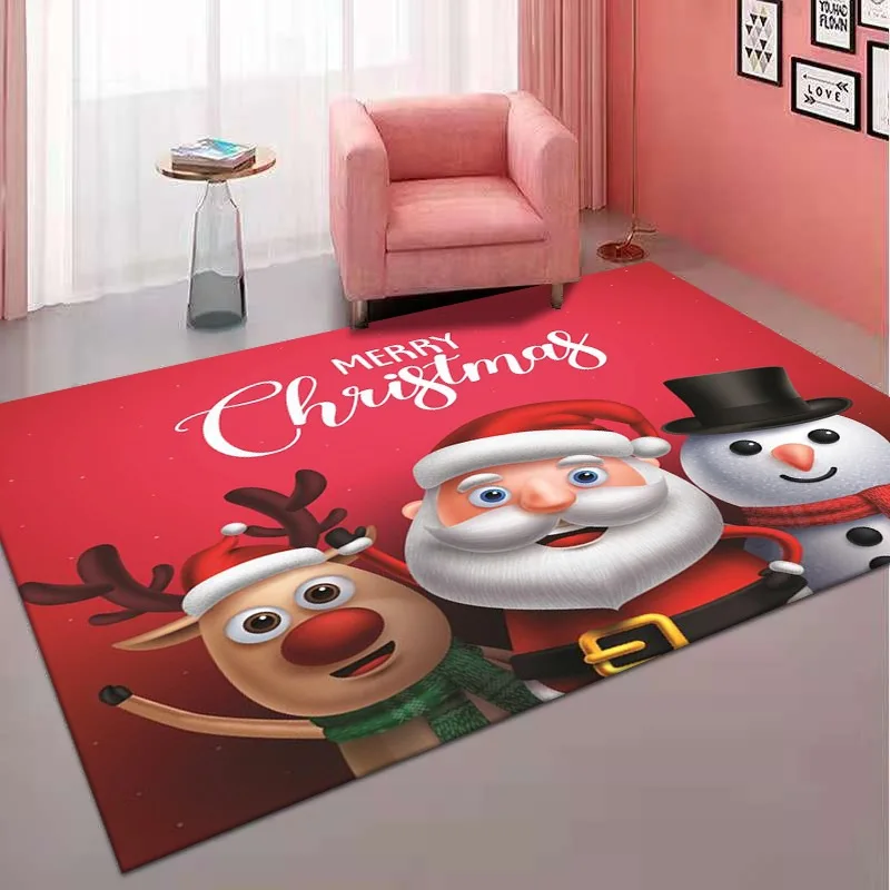 European and American Style Christmas Carpet Living Room Red Carpet Home Festive Holiday Decoration Christmas Non-slip Mat