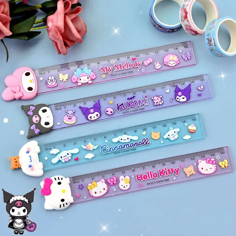 Sanrio Cartoon Hello Kitty segnalibro righelli My Melody Kuromi Creative Kawaii Student School Stationery Scale Supplies