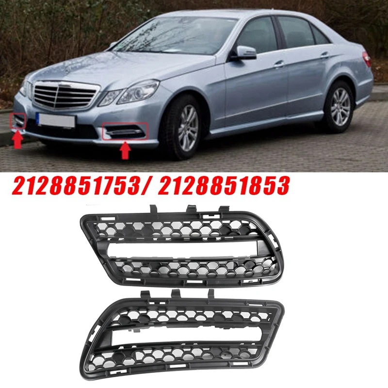 1Pair Front Bumper Fog Light Cover Grille Trim 2128851753 2128851853 For Mercedes-Benz W212 AMG E350 E400 E550 2010-2013