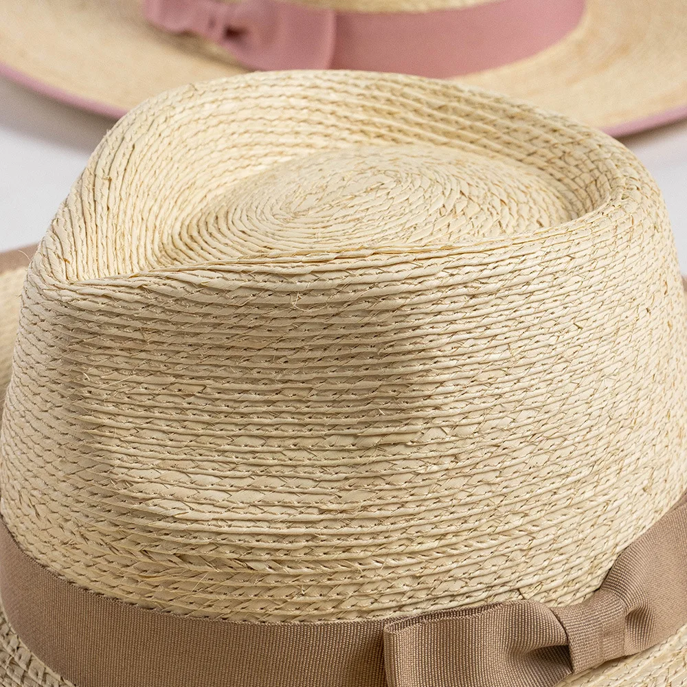 USPOP New Summer Sun Hats Natural Straw Fedoras Fashion Casual Bow Ribbon Hemming Palm Leaf Wide Brim Jazz Straw Hat