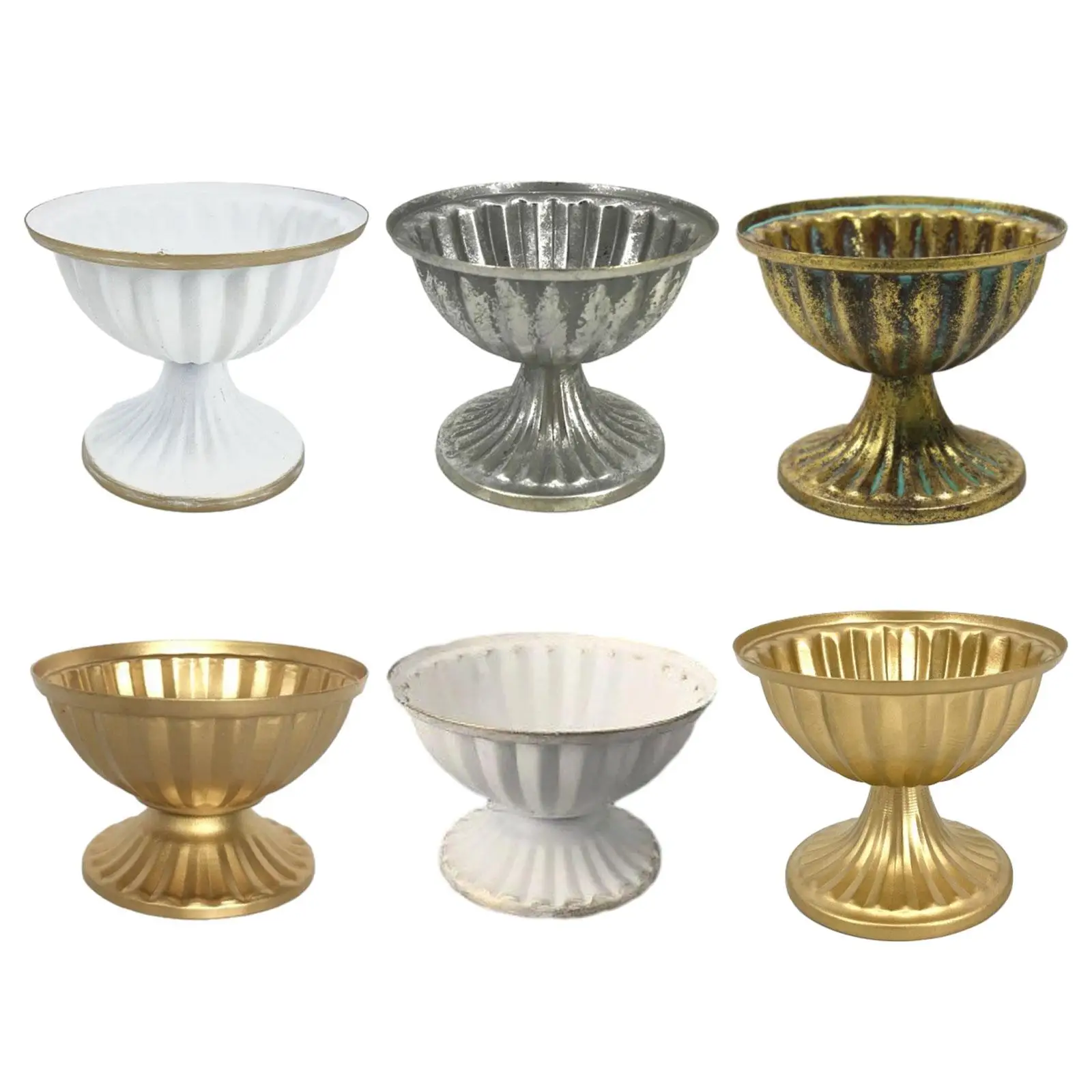 French Urn Planter Classic Metal Basin Plant Vase Flower Holder Decorative Vase for Home Wedding Dining Table Cafe Bedroom