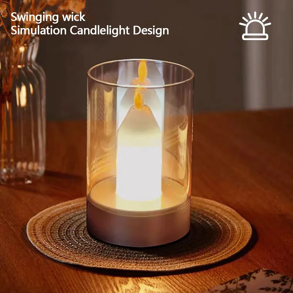 Rechargeable LED Candle Night Light Flameless Wick Candles Light Birthday Wedding Christmas Church Atmosphere Manual Sensor lamp