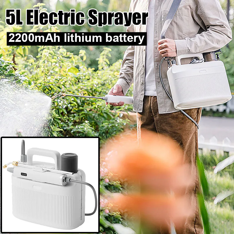 5L Electric Sprayer 2200mAh Battery Horticultural Pesticide / Watering Flower Spray Pot Garden White Power Sprayer Mini Machine