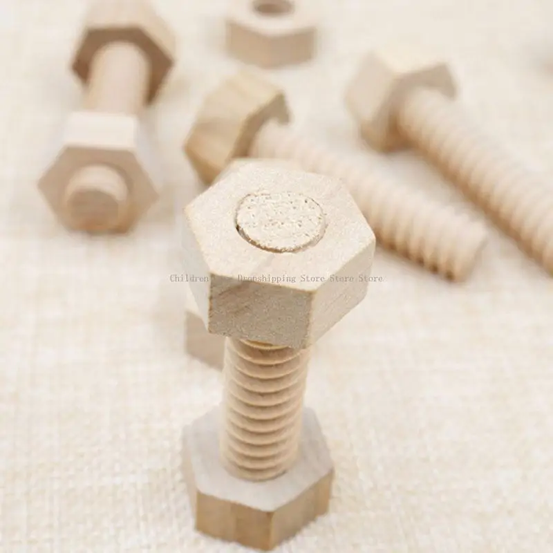 3 PCs Holzschrauben-Nussgebäude zusammenstellen Blöcke praktische Lehrhilfe Frühes Bildungsrätselspielzeug für Kind