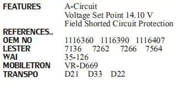 NEW Alternator Voltage Regulator 13120100 01-010 D21 D33 D22 D686 D687 D690 1116433 1116435 1894489 1974623 D669