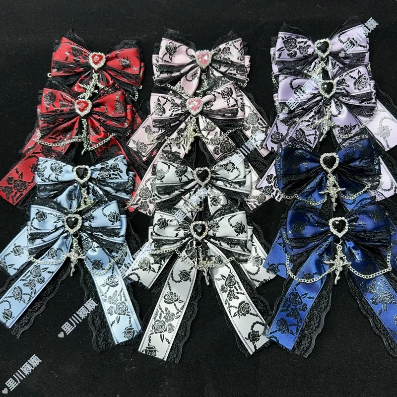 

Gothic Rose Lace Bow Brooch Pin For Ita Bag / Anime Bag Accessories, Cosplay Y2k Luxury Long Streamers Ribbon ，Lolita Gate Knot