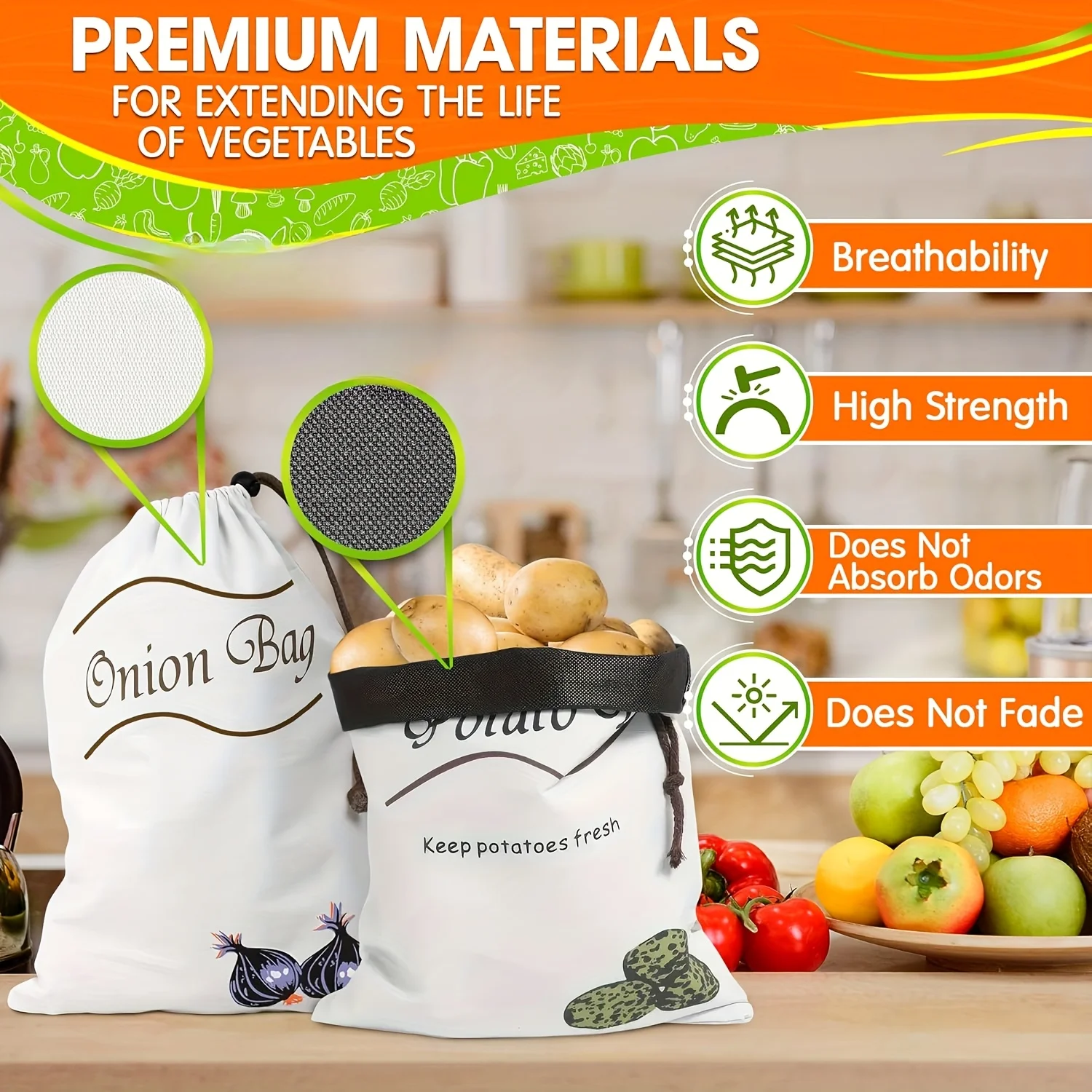 再利用可能な野菜保存袋 2 個 食品に安全なキャンバス製 巾 - Food Storage Roots のレビューと価格