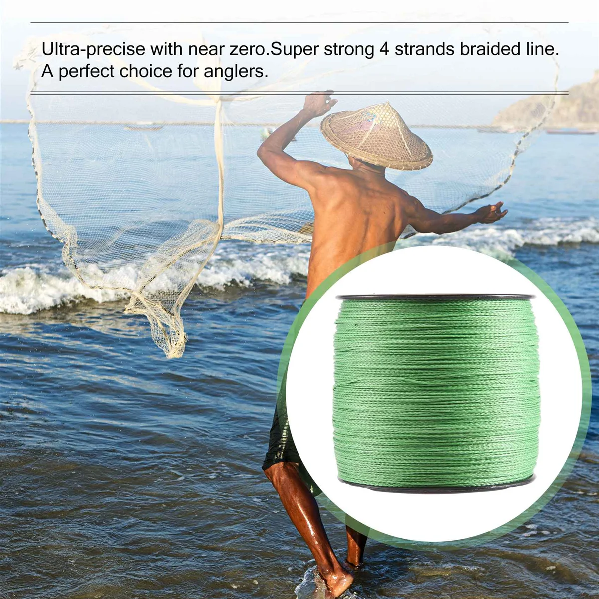 Senar Pancing 300M Baru 100 LB 0.55Mm Kepang PE Kuat Hijau
