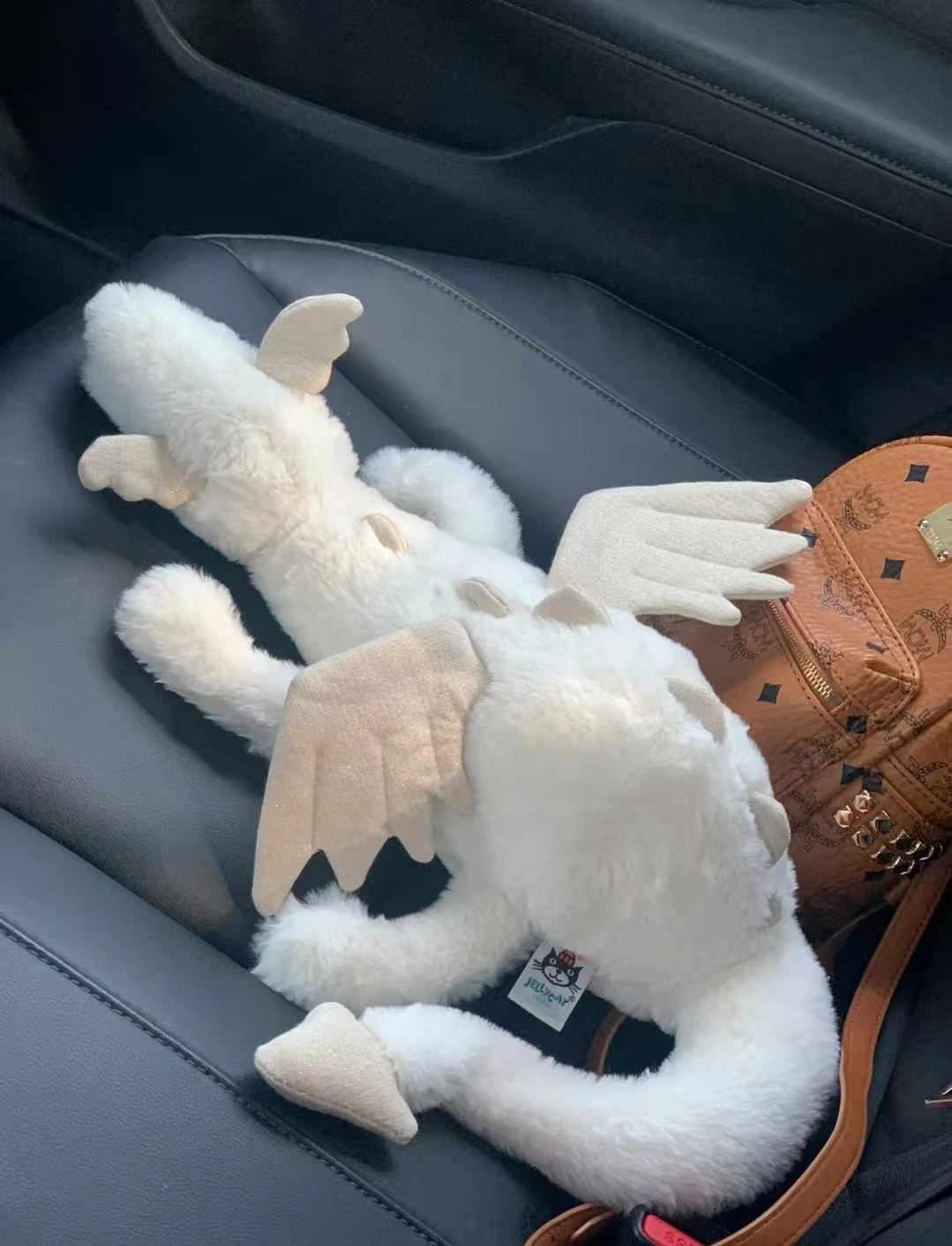 AUTHENTIC JellyCat London Snow Dragon - LARGE White Mythical Plush Stuffed Animal, NWT New With Tags (Fluffy Texture)