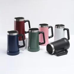 with logo 709ml Inox Thermal Mug For Beer 4 hours ice cold Large capacity handle beer mug 304 stainless steel thermos