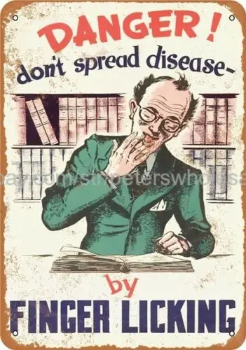 Danger Don't Spread Disease by Finger Licking metal tin sign metal art sale