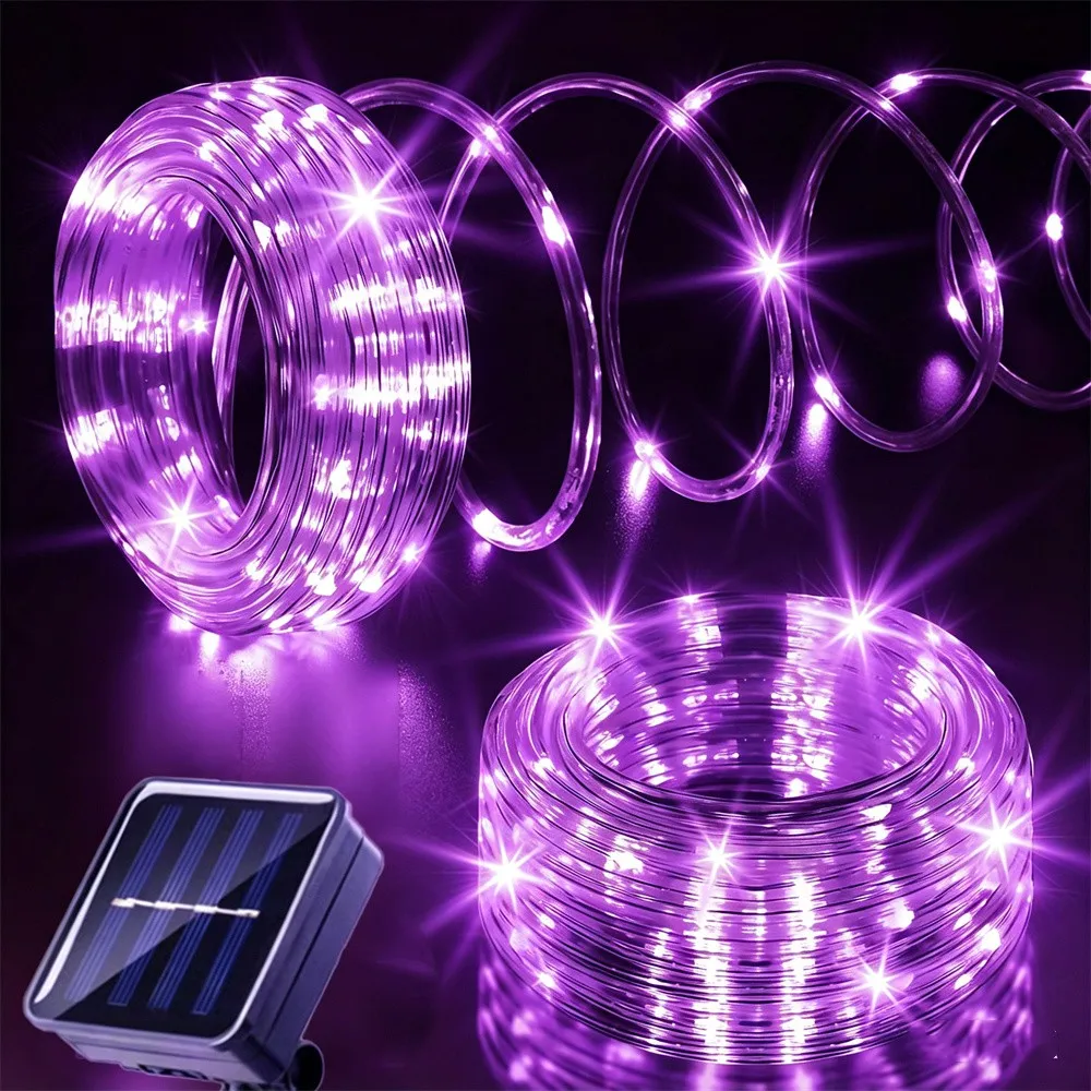 50/100/200 LEDs Outdoor Solar Rope Led Light Garden Fence Christmas Tree Halloween Home Decoration Tube Fairy String Light