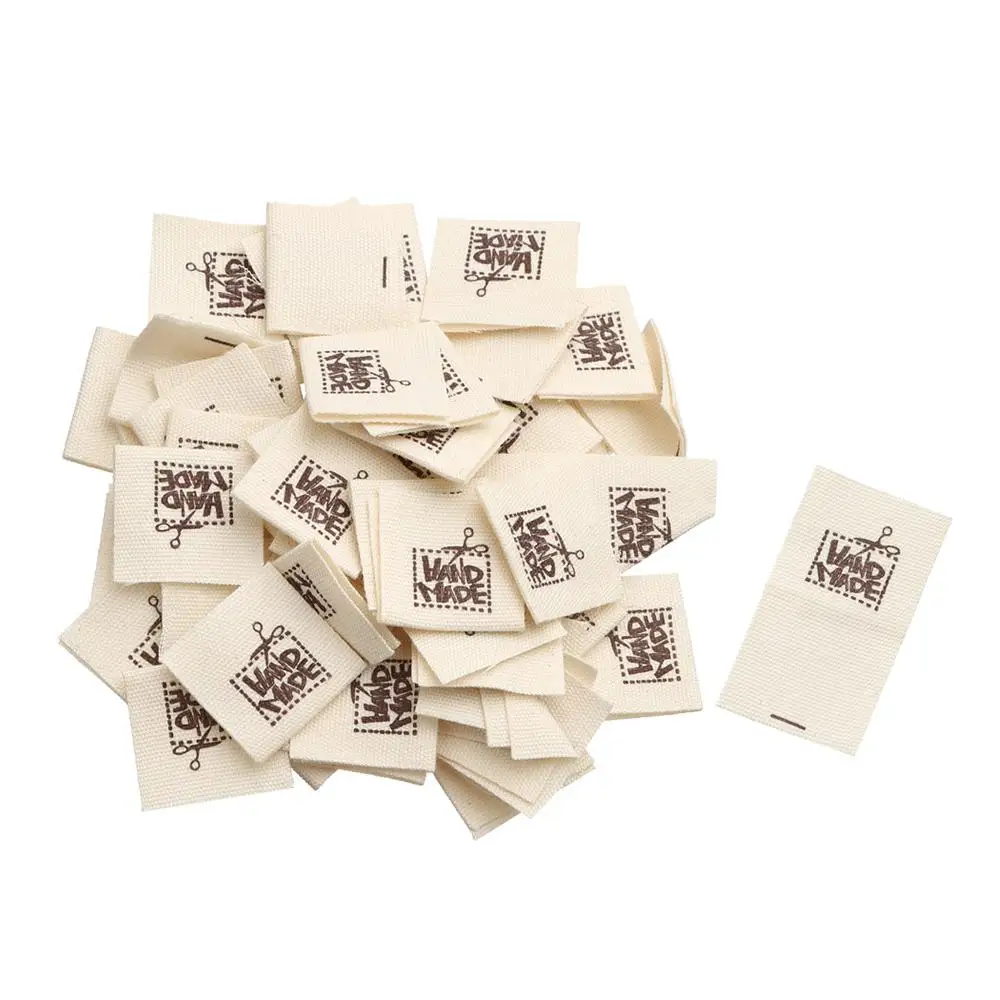 50PCS Heart Shape Woven Knitted Supplies Sheep Scissors Handmade With Love Cloth Garment Labels Clothing Tags Sewing Accessories