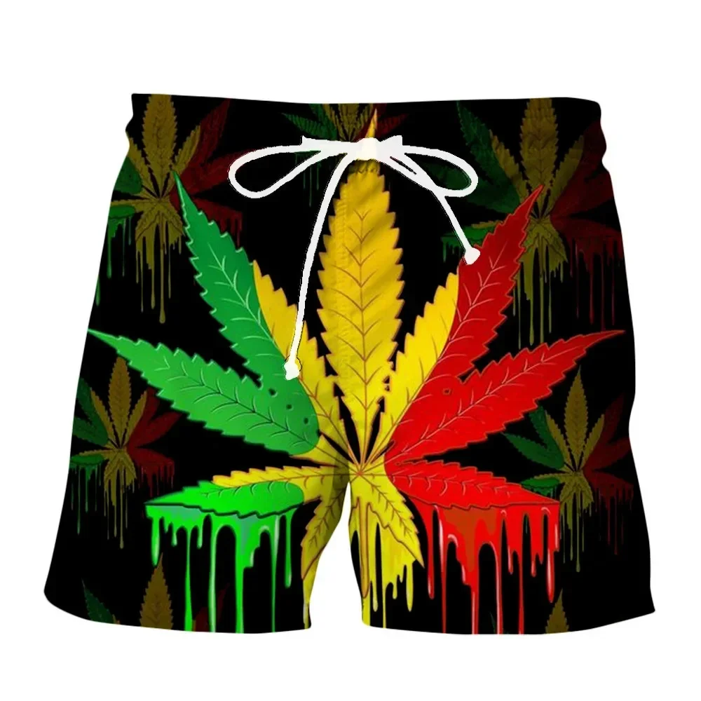 Palm Tree Leaf Beach Shorts Swimwear Male Shorts 3D Print Oversized Swimsuits Sports Shorts Men Beachwear Casual Vacation Pants