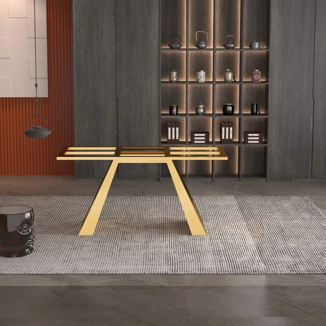 

Simple wrought iron metal table frame, stainless steel table leg bracket, rock slab coffee