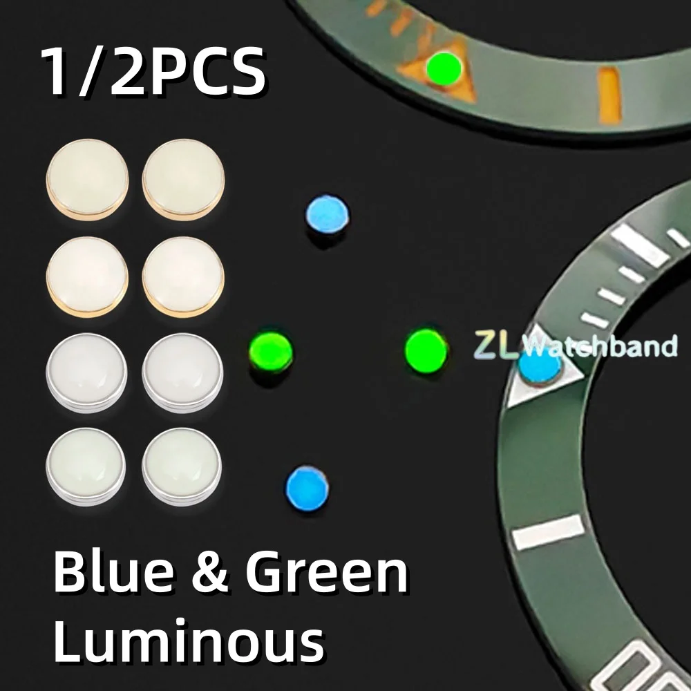 1/2pcs Watch Bezel Insert 12-Clock Lume Pearl Dot Mod Parts White Beads Blue Green Luminous Pip Replacement Spare Accessories