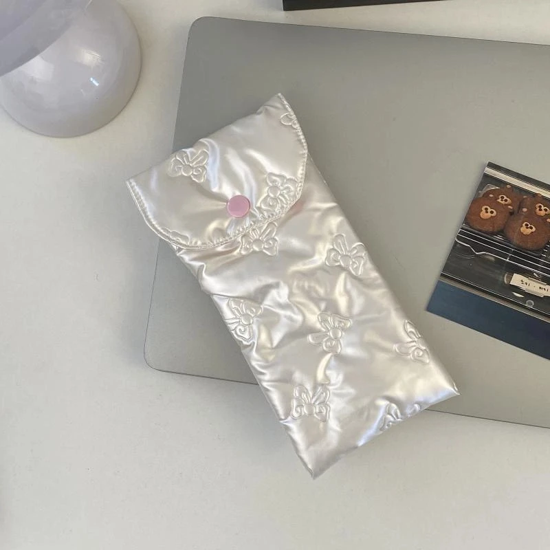 حقيبة تخزين النظارات الشمسية، حقيبة نظارات على شكل فيونكة من البولي يوريثان، هدية لطيفة وخفيفة الوزن للنظارات