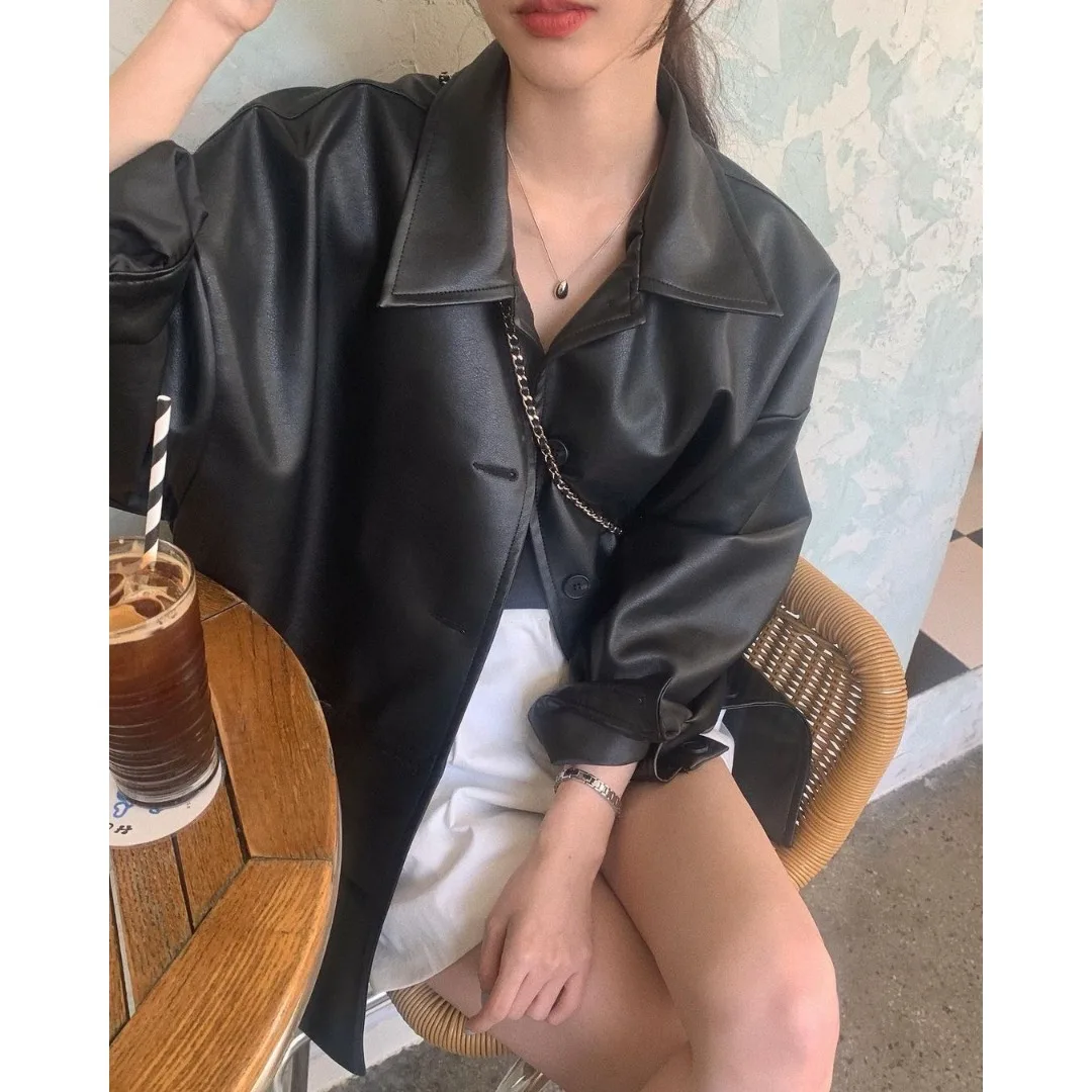 ملابس خارجية كاجوال فضفاضة طويلة من جلد البولي يوريثان Sve للسيدات أنيقة صيفية بياقة واقفة وزر واحد قابلة للتنفس لجميع المواسم