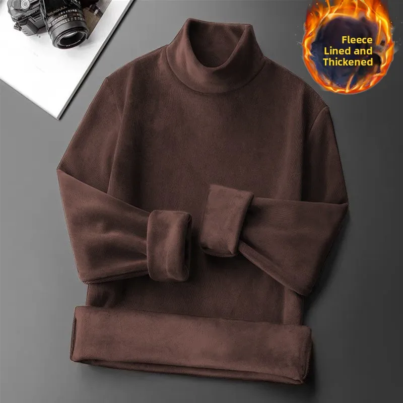 Thickened Fleece Long Sleeve T-Shirt Women's Base Layer Shirt Pure Color Dervo Winter Warm Top Korean Style Loose Fit