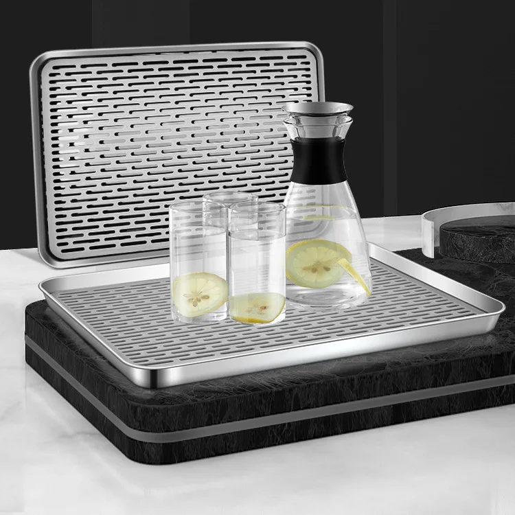 Thickened household 304 Chinese drain rectangular leak multi-purpose  simple stainless steel tea wholesale