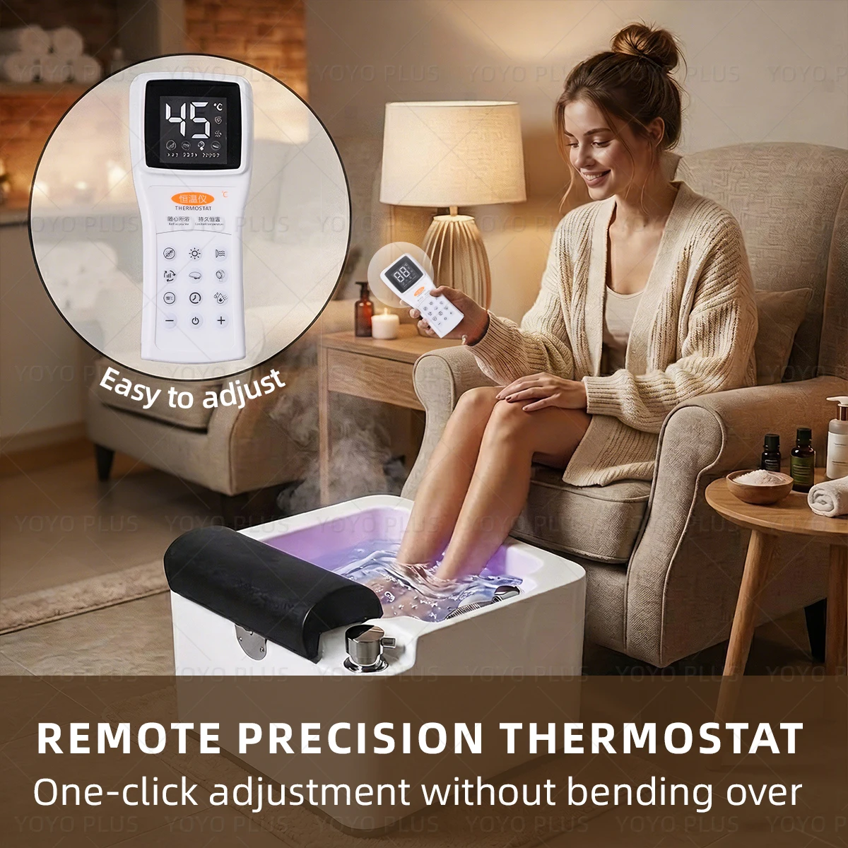 Commercial Foot Spa Basin Adjustable Foot Cushion Remote Thermostat Surf Massage 7 Color Disinfection Light Foot Bath Tub Salon