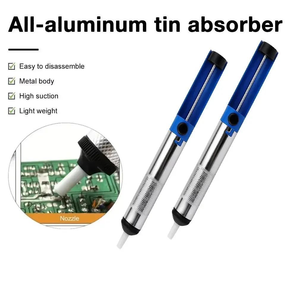 Aluminium Desoldering Suction Pump Tool Solder Sucker Suction Tin Pen Removal Device Blue Vacuum Soldering Iron Desolder