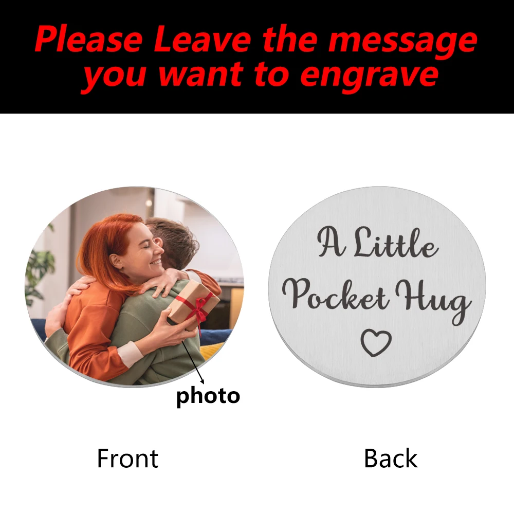 Custom Little Pocket Hug Token for Couple Anniversary Gift Personalized Pocket Token with Photo and Text Birthday Gifts Keepsake